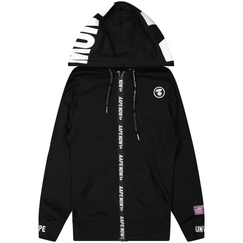 A BATHING APE (BAPE) Felpa con cappuccio e zip BAPE nera con logo AAPE NOW taglia small taglia S uomo nero c...