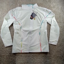 SwingDish Jacket Womens XL White Softshell Full Zip Stretch Golf Windbreaker