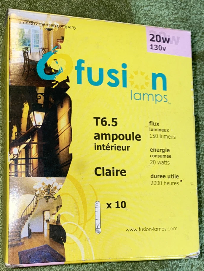 Fusion Lamps 20w 130v T6.5 Bulb Indoor Interior Clear Bulbs (8) - Image 2 of 4