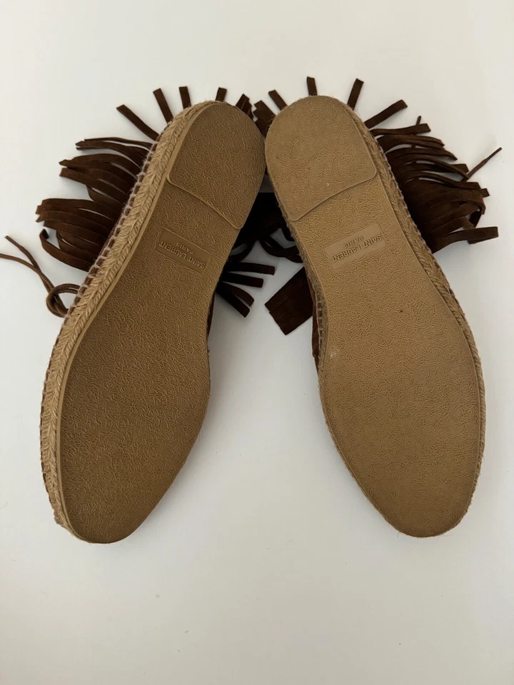 ALPARGATAS SAINT LAURENT MARRÓN GAMUZA FLECOS PARTE SUPERIOR MEDIA TALLA 41.5 / 8.5 Foto 4 de 4