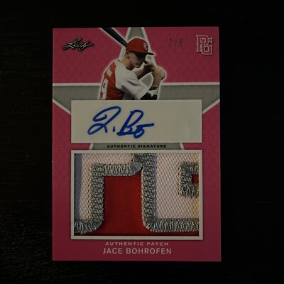 Jace Bohrofen 2019 Leaf Perfect Game Patch Auto Autograph /8 BLUE JAYS WOW