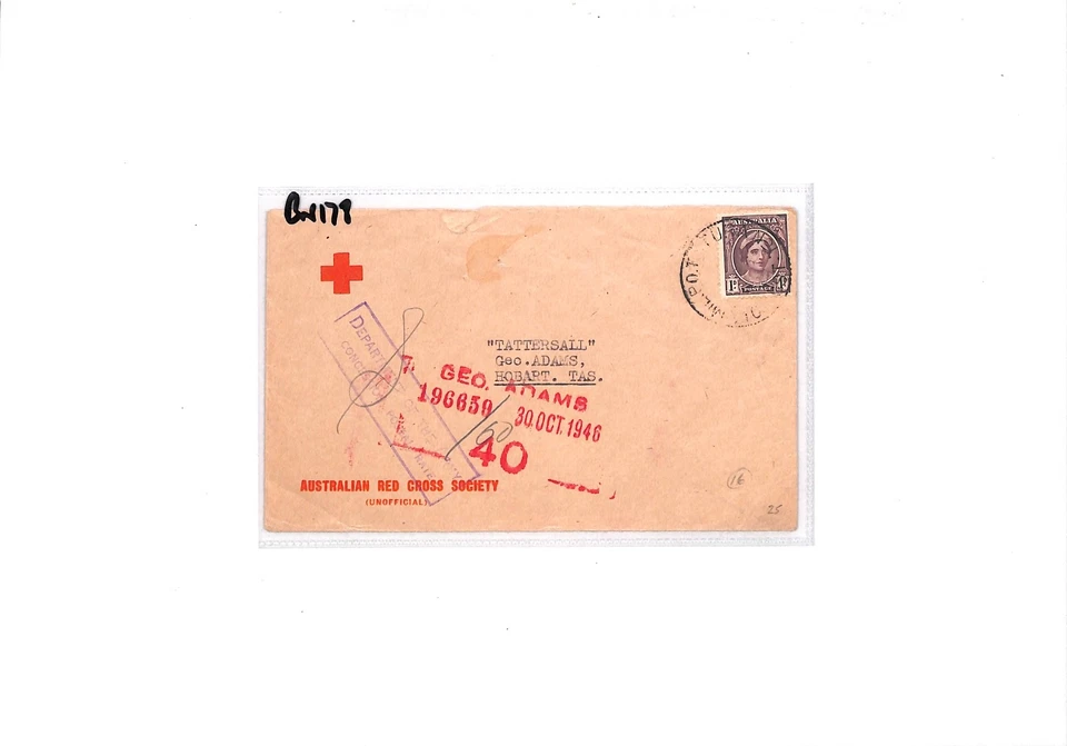 AUSTRALIA Cover RED CROSS Unofficial Tasmania *Departure of the Army* WW2 BN178 - Image 3 of 3