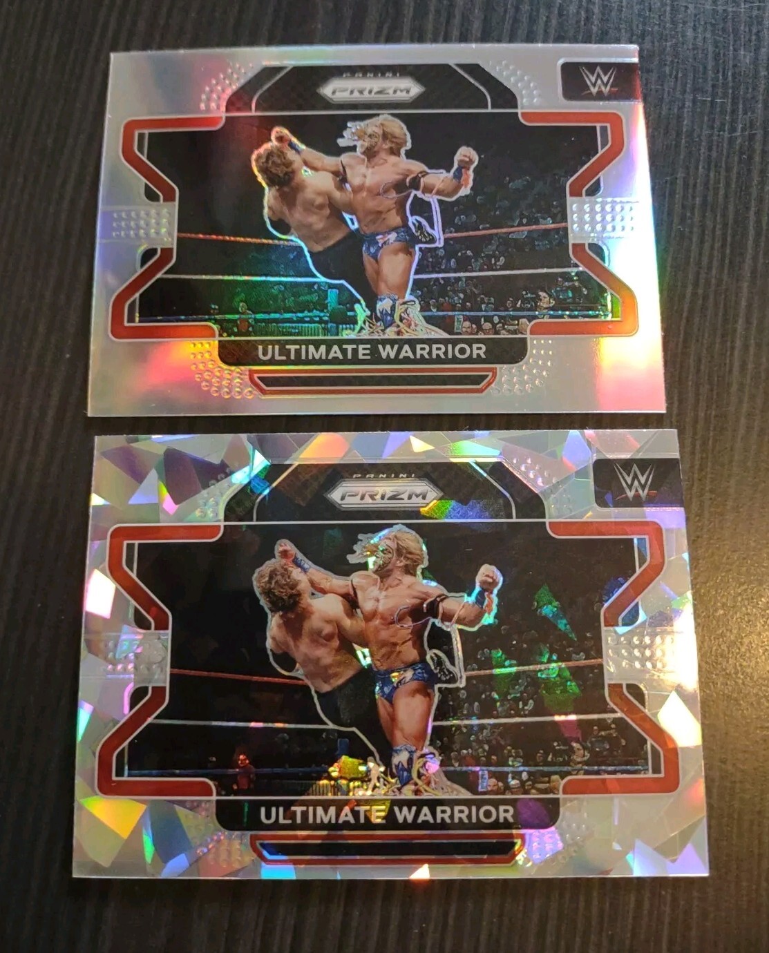 2022 Panini Prizm WWE ULTIMATE WARRIOR Cracked Ice + Silver Prizm Card No. 93