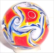 Randel Art Glass MARBLE Wonderful CRAZY PAISLEY Solid Core 7/8" RAG Hand Made