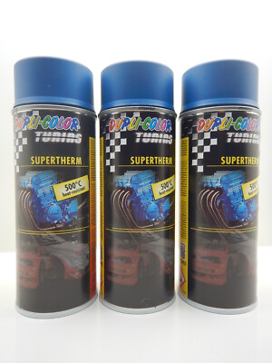 3x Dupli Color Hitzefest BLAU 500°C Lackspray Sprühlack Auspufflack Motorlack