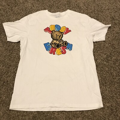 Teddy Fresh  T-Shirt Mens L White Bear Cotton Pullover B8