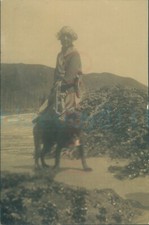 1929 Photo Ox & bucks Officers Mother Manorbier Wales Pug dog 5.5x3.5"