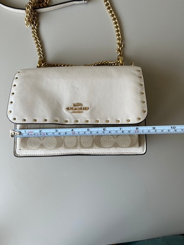 COACH Klare Signature Canvas Crossbody Rivets Gold Light Khaki Multicolor 90400 - Picture 17 of 19