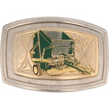John Deere Combine Harvester Tractor Farmer Farming 80s NOS Vintage Belt Buckle