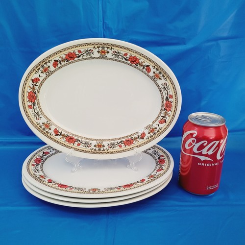 4 G.E.T. Garden Floral Oval Melamine 10" Plates M-4040 NSF Brand New Red Yellow - Picture 5 of 8