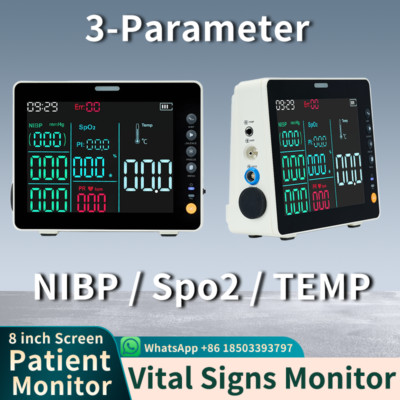 8-inch Screen 3-parameter patient monitor for clinical monitoring Spo2 NIBP TEMP