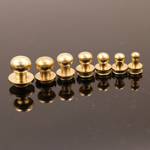 50pcs M3 Round Head Solid Brass Stud Screw Rivet Chicago Button Leather Craft - Picture 12 of 28