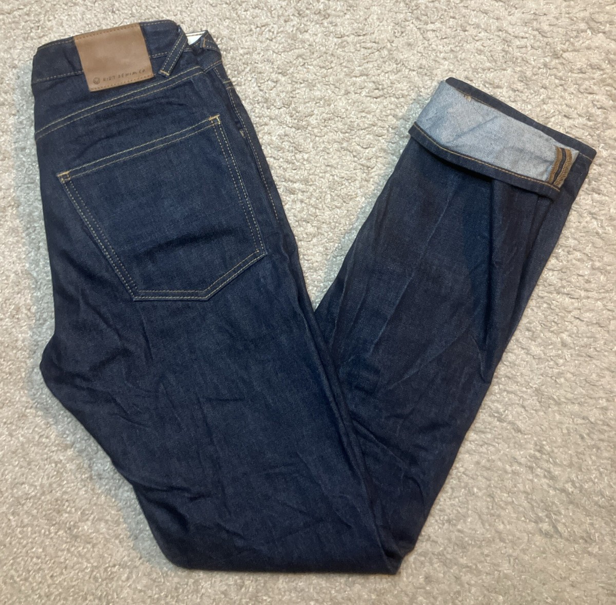 Men’s Hiut Denim HackR Jeans Slim Leg Blue Selvedge W30 L33 Button Fly