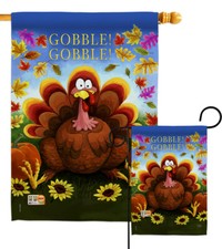 Gobble Garden Flag Fall Thanksgiving Small Decorative Gift Yard House Banner