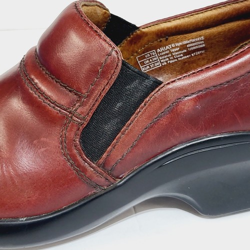 Ariat Sutter Clogs Womens Size 7 B Wide Maroon Leather ATS Soles Slip-On Loafers - Picture 11 of 15