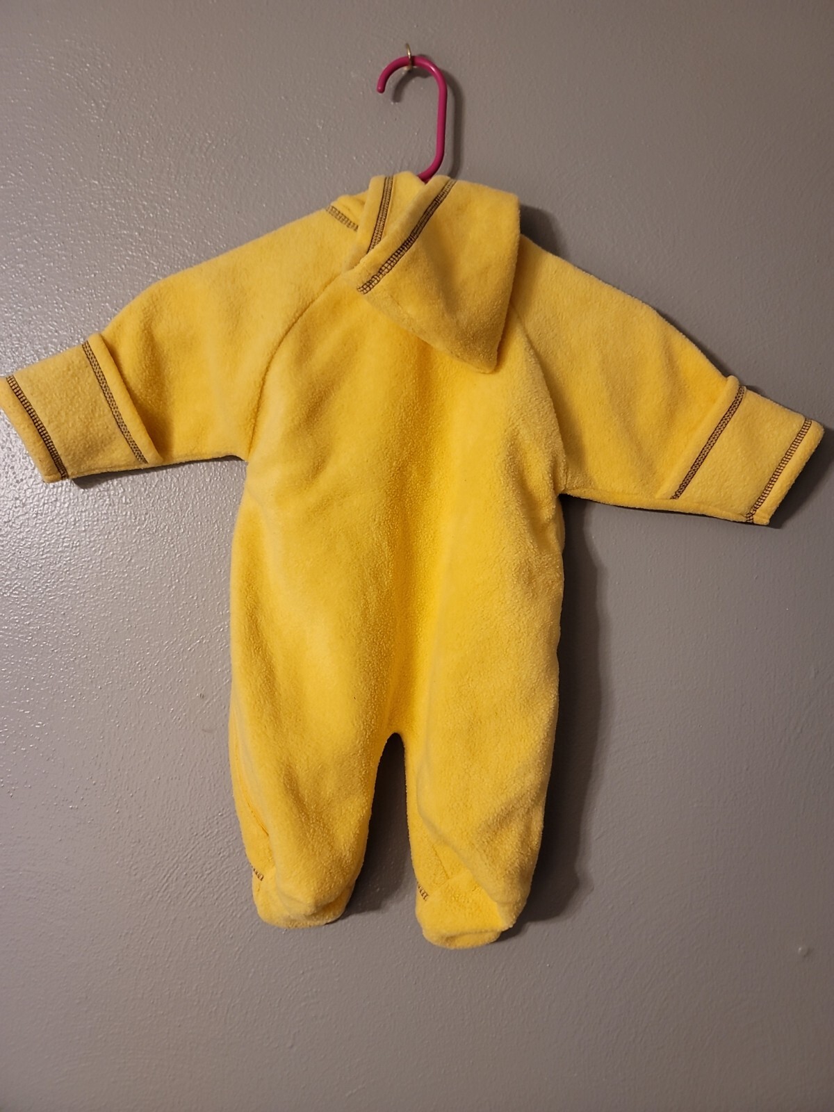 Disney Baby Winnie The Pooh Yellow Fleece Soft OnePiece Hooded Romper