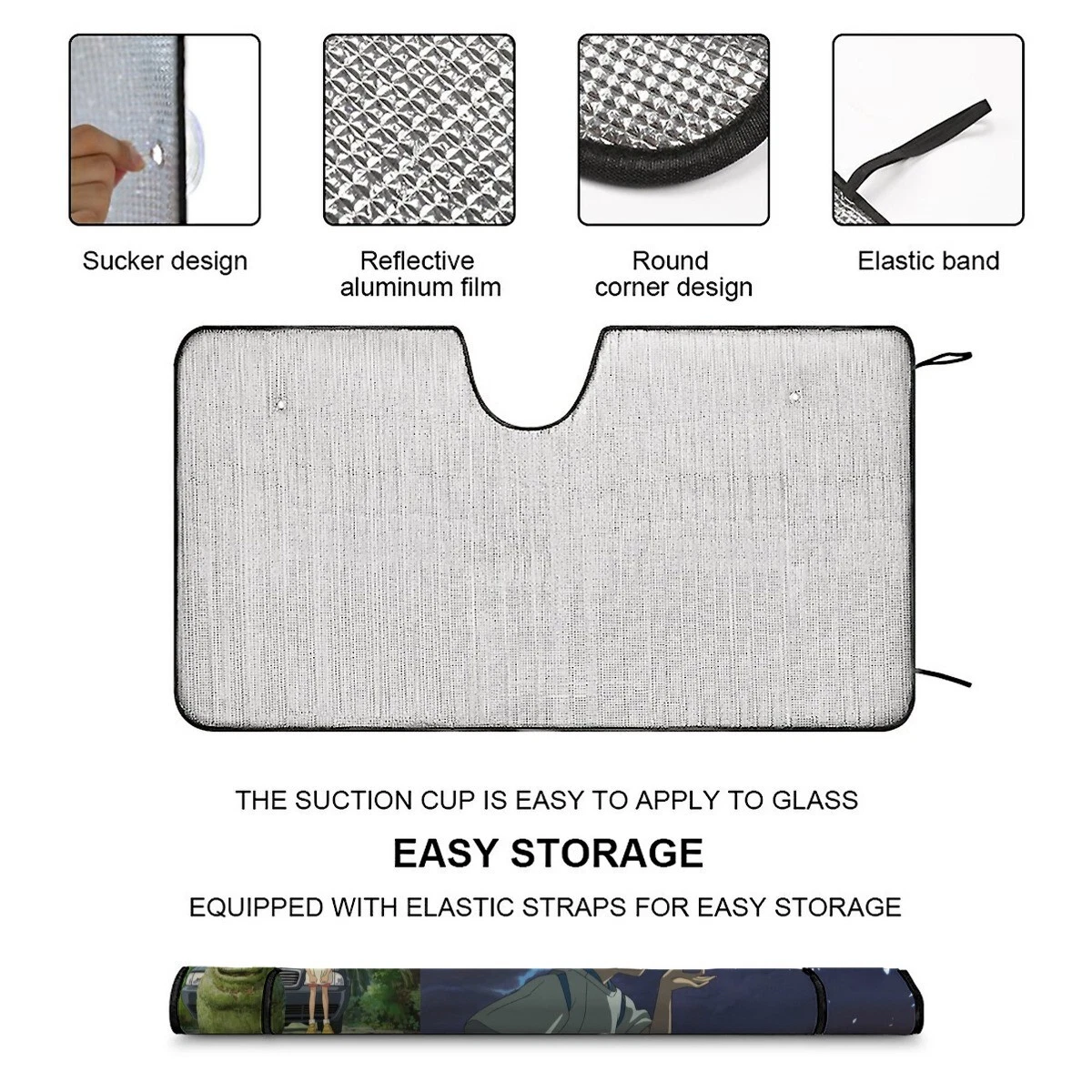 Spirited Away Car Windshield Sun Shade for SUV Car Truck Front Window