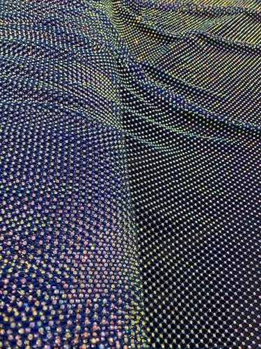 Rhinestone Mesh Shiny Stretch Crystal Fabric Rainbow Rhinestone Stretch