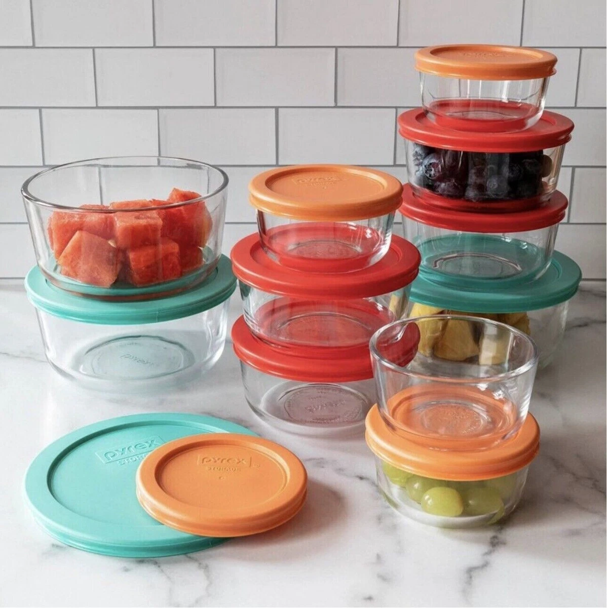 Save on Pyrex Glass Storage Container Round with Red Lid Order Online  Delivery