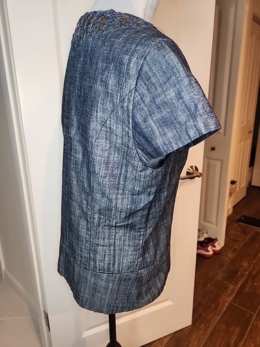 Coldwater Creek Denim Jacket Chambray Shaped Denim Rivet Trim Blu NWT Sz 10 $99 - Picture 7 of 19