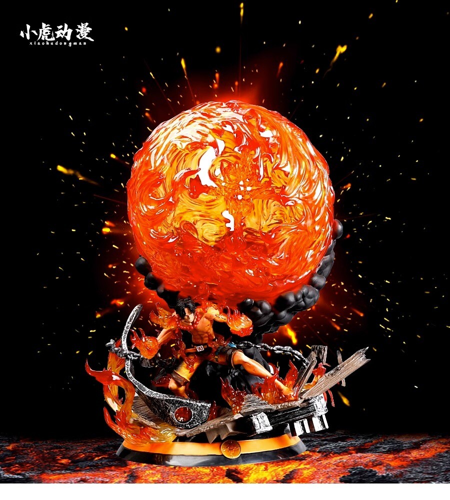Portgas·D Ace w/ Big Fireball GK Figure PVC Model Statue W/Led