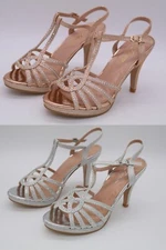 FOREVER LOOK-90 STILETTO PUMPS STRAPPY HIGH HEELS BLING RHINESTONE PARTY PROM