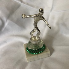 Vintage Bowling Trophy - Metal Figure / Marble Base