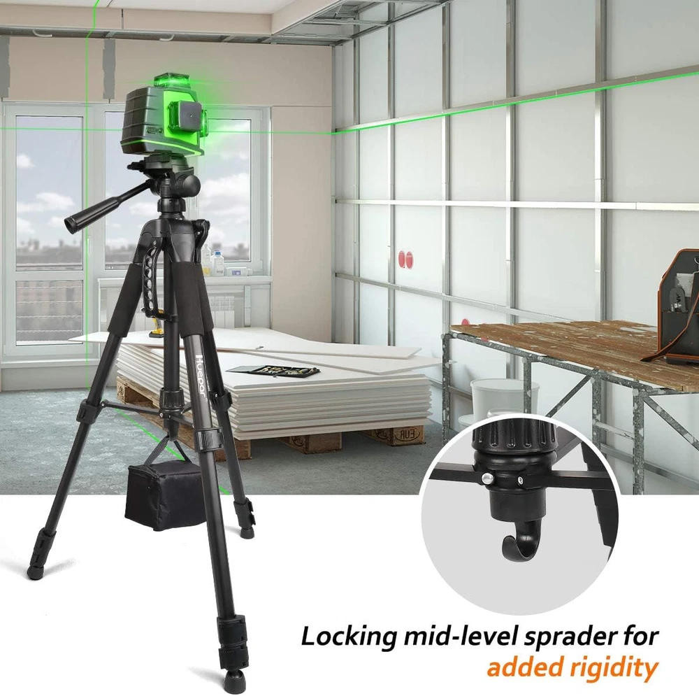 Laser Level Tripod,  56-Inch Extendable Height Tripod Use with Line Lasers, Poin