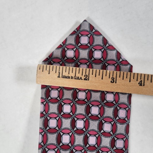 Corbata de cuello Stafford 100 % seda rosa púrpura patrón de círculos geométricos 57x3,5 - Imagen 5 de 6