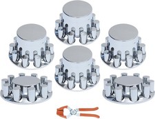 Axle Cover Chrome Abs Flat Top Combo With 33mm Thread-on Lug Nut Covers