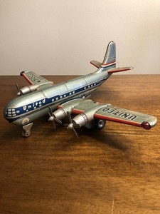 RARE 1965 United Stratocruiser Litho Tin Friction Toy Jet Plane Nomura Japan