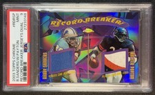 BARRY SANDERS WALTER PAYTON PSA 9 2003 TOPPS CHROME RECORD BREAKER GU JERSEY /25