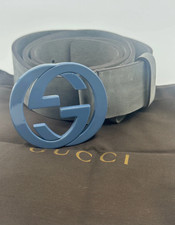 Dusty BlueGucci Buckle with Gray Suede Mens Belt Pants 95/38 pants 32-34