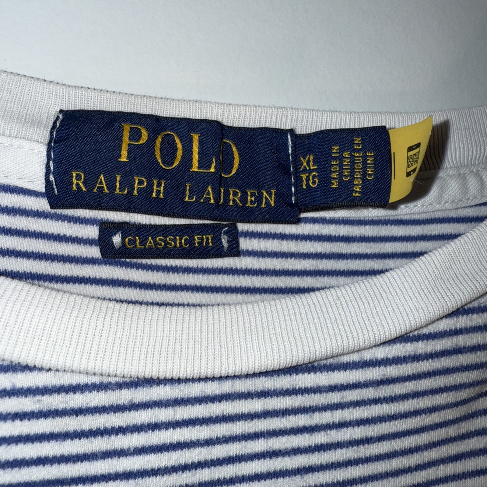 PONY Polo Ralph Lauren uomo taglia XL maglietta a righe barca blu navy logo nautico
