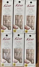 6 Packs of 24ct KISS Acrylic Natural Nude French Press-On Nails Real Short Style