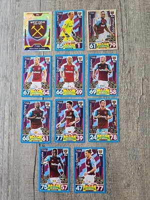 WEST HAM UNITED X11 TOPPS MATCH ATTAX PREMIER LEAGUE 2017/18 INCLUDE BADGE FOIL