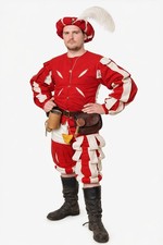 Renaissance German Landsknecht Cotton Outfit For Men-Medieval Festival Costume