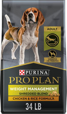 Purina Pro Plan Weight Management Dog Food Dry, Shredded Blend Chicken and Rice