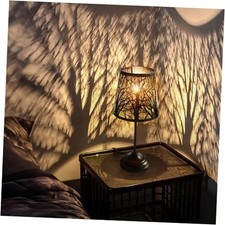 3 Level Dimmable Touch Table Lamp, Black Metal Tree Pattern Touch Control