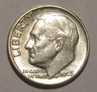 1963 D ROOSEVELT DIME, 90% Silver in circulated condition
