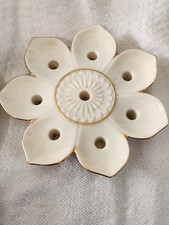 Vtg. Lenox Lotus Flower Porcelain Gold Trim Tapered Candle Holder USA