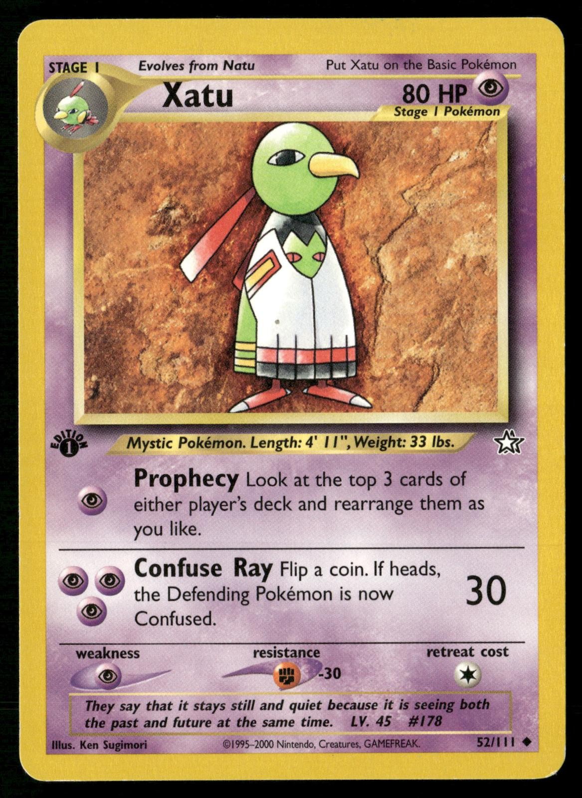 Pokemon Xatu Neo Genesis 1st Edition 52/111 Uncommon Moderately Played