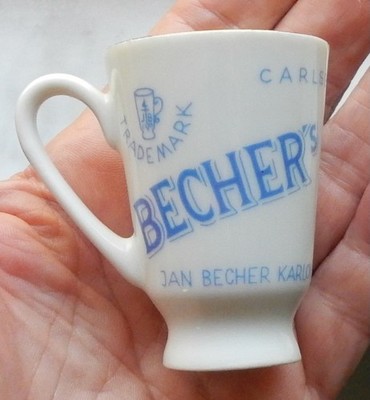 Shot Glass / Mug  Carlsbad Becher's Liqueur Czechoslovakia Souvenir  1 oz