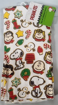 New Peanuts Christmas Kitchen Towels Snoopy Charlie Brown Lucy Sally Linus Set