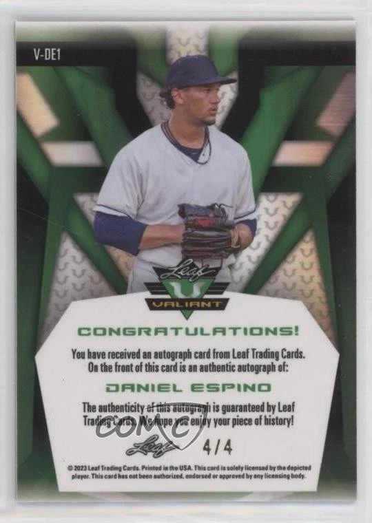 2023 Leaf Eclectic Valiant Red Lava /4 Daniel Espino #V-DE1 Auto - Image 2 of 2