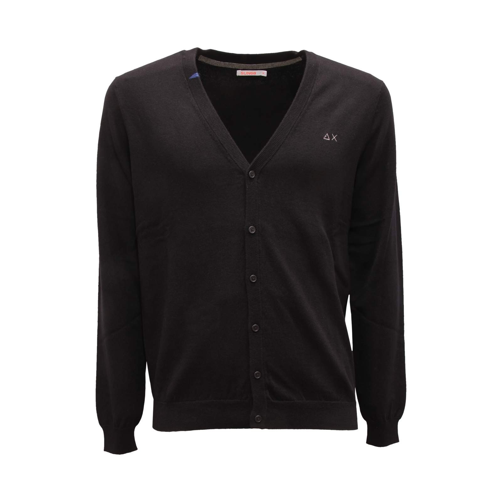 9351AV КАРДИГАН UOMO SUN 68 МУЖСКОЙ ШЕРСТЯНОЙХЛОПКОВЫЙ СВИТЕР ЧЕРНЫЙ 18890₽