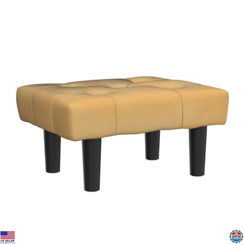HOUCHICS Otomana Pequeña Terciopelo - Reposapiés Amarillo Suave con Patas de Madera, Paquete de 1 Foto 4 de 4