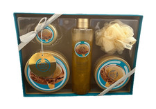 The Body Shop Wild Argan Oil Bath & Body Gift Set 4 Pcs + Shower Pouf