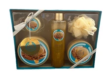 The Body Shop Wild Argan Oil Bath & Body Gift Set 4 Pcs + Shower Pouf