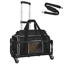 Top-Expandable Small Pet Carrier with Wheels 18" L x 11" W x 11" H , Delta/Am...
